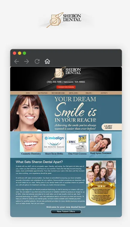 The Sheron Dental website